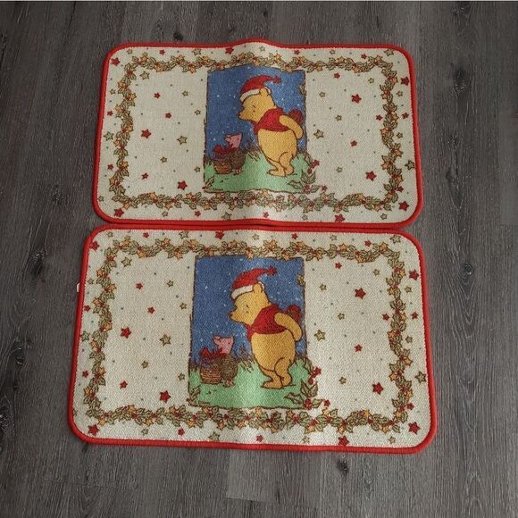 Disney Winnie The Pooh & Piglet Christmas Doormat / Floor Rug Set 29×18 - Picture 1 of 5